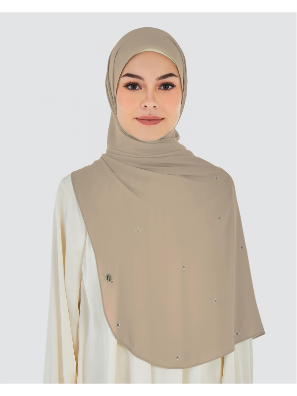LADY ANNA CRYSTAL CHIFFON SHAWL - TIRAMISU