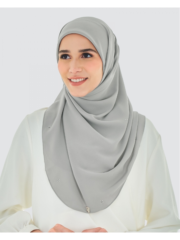 LADY ANNA CRYSTAL CHIFFON SQUARE - GREY