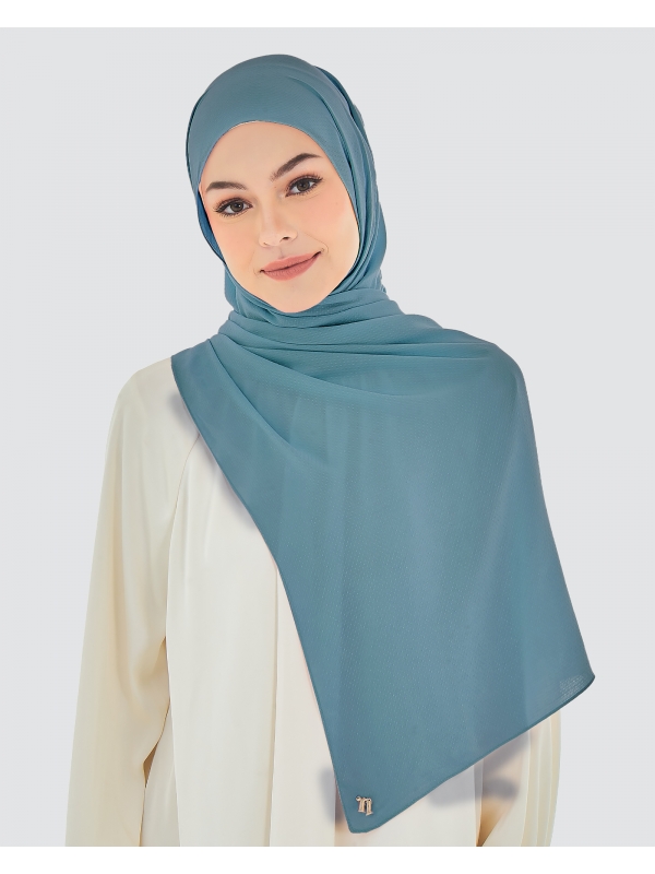 RANIA TEXTURED RAYON SHAWL - DENIM BLUE