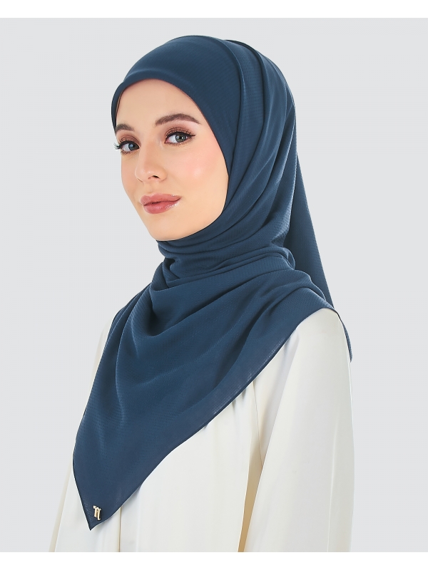 RANIA TEXTURED RAYON SQUARE - DARK NAVY