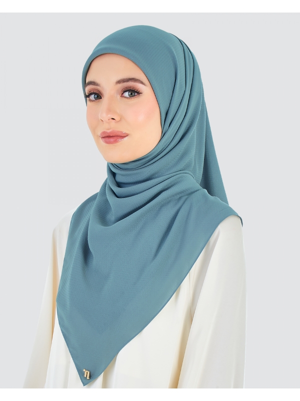 RANIA TEXTURED RAYON SQUARE - DENIM BLUE