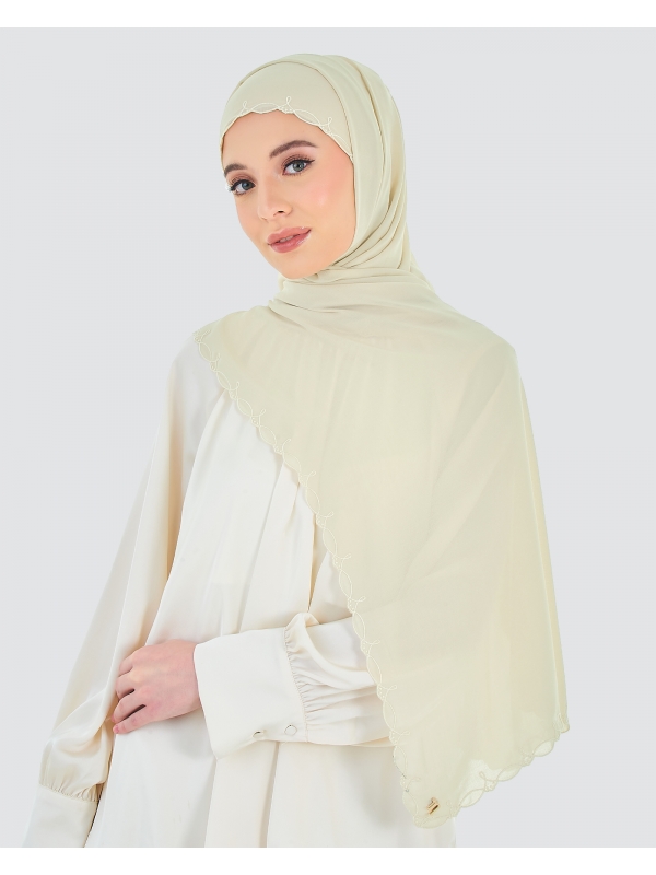 SERI EMBROIDERED SHAWL - YOGURT