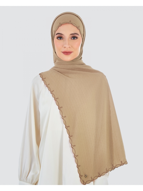SERI EMBROIDERED SHAWL - BROWN SUGAR