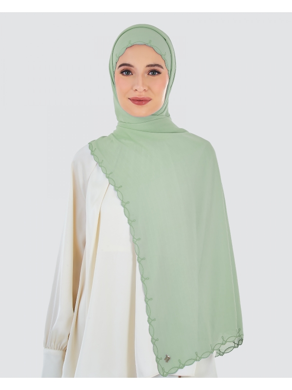 SERI EMBROIDERED SHAWL - SILVER SAGE