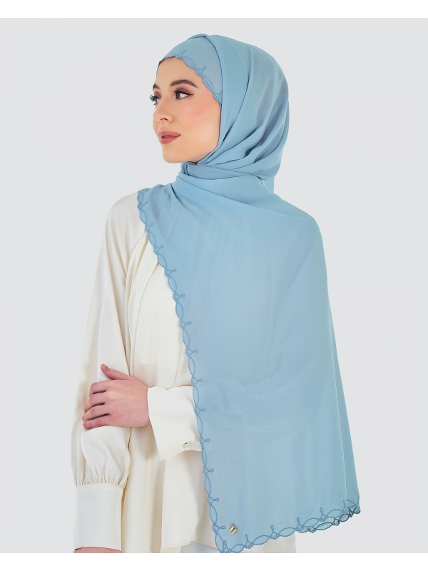 SERI EMBROIDERED SHAWL - SMOKEY BLUE