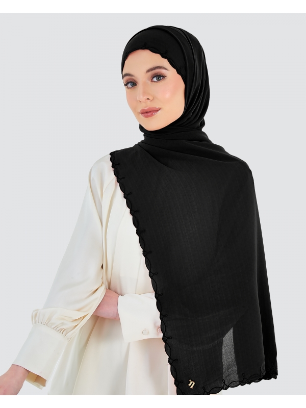 SERI EMBROIDERED SHAWL - BLACK