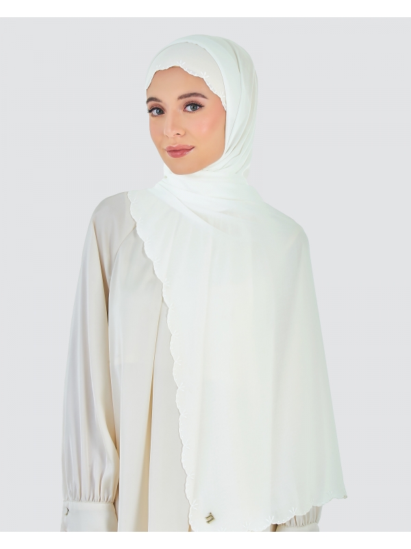 SALEHA EMBROIDERED SHAWL - IVORY