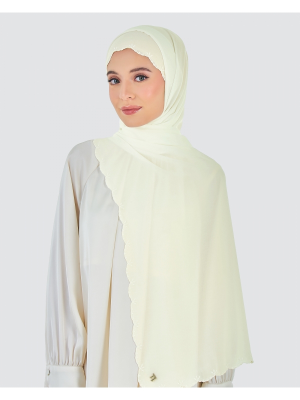 SALEHA EMBROIDERED SHAWL - LIGHT CREAM