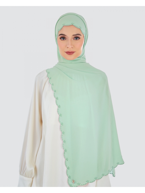 SALEHA EMBROIDERED SHAWL - SEA GREY