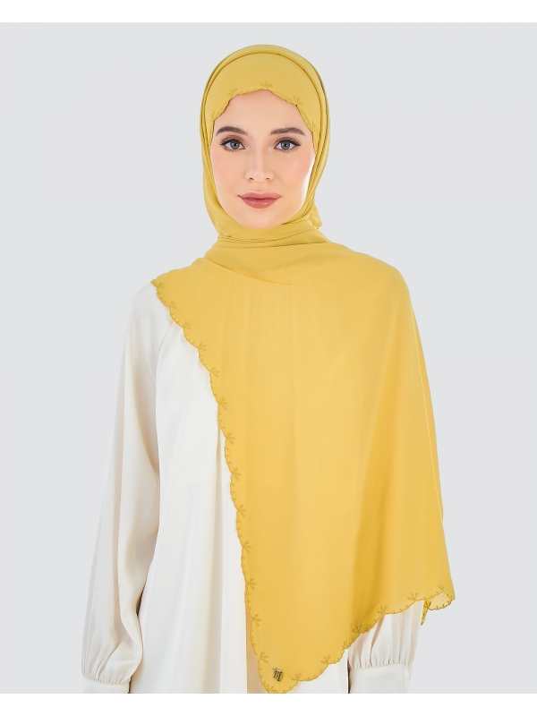 SALEHA EMBROIDERED SHAWL - BUTTERSCOTCH