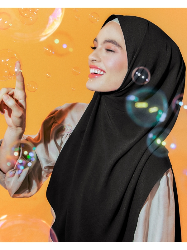 X-PRESS BUBBLE CHIFFON SHAWL - BLACK