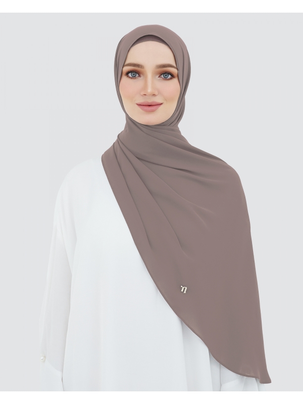 LONG CHIFFON SHAWL - DEEP TAUPE