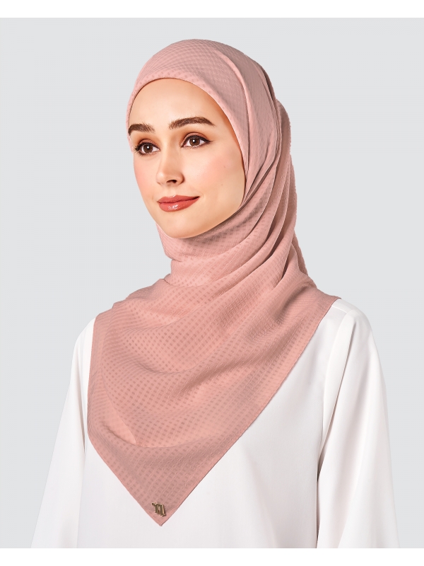 GINGHAM TEXTURED CHIFFON SQUARE - MAUVE GLOW