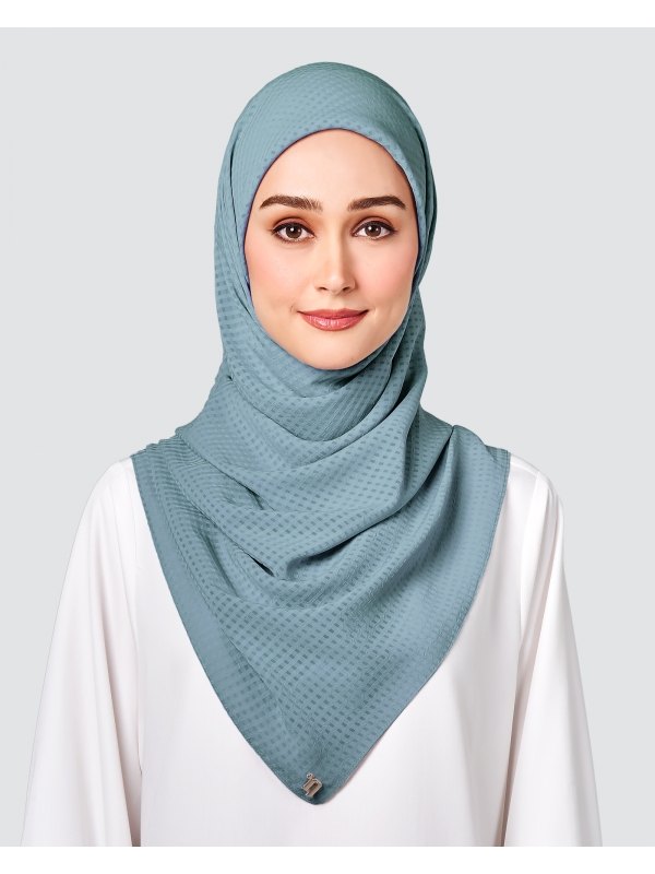 GINGHAM TEXTURED CHIFFON SQUARE - DENIM BLUE