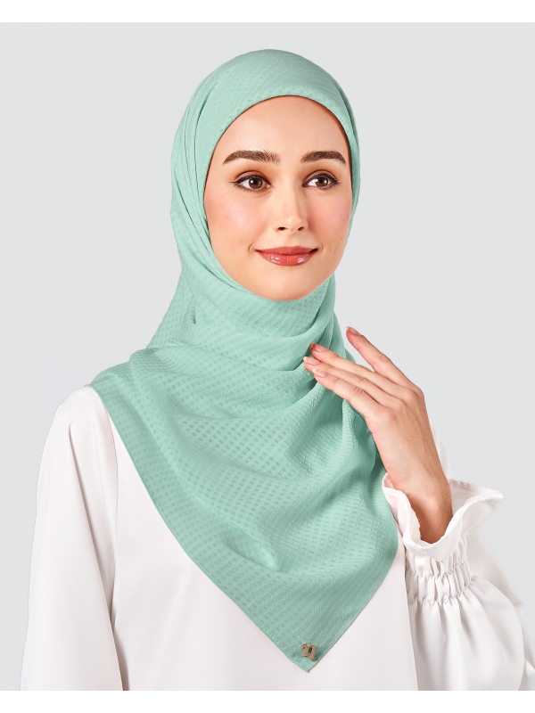 GINGHAM TEXTURED CHIFFON SQUARE - SEASALT