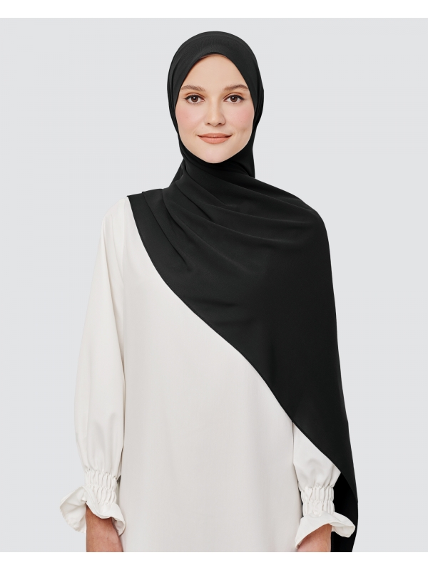 MAYA MATTE SATIN SHAWL - JET BLACK