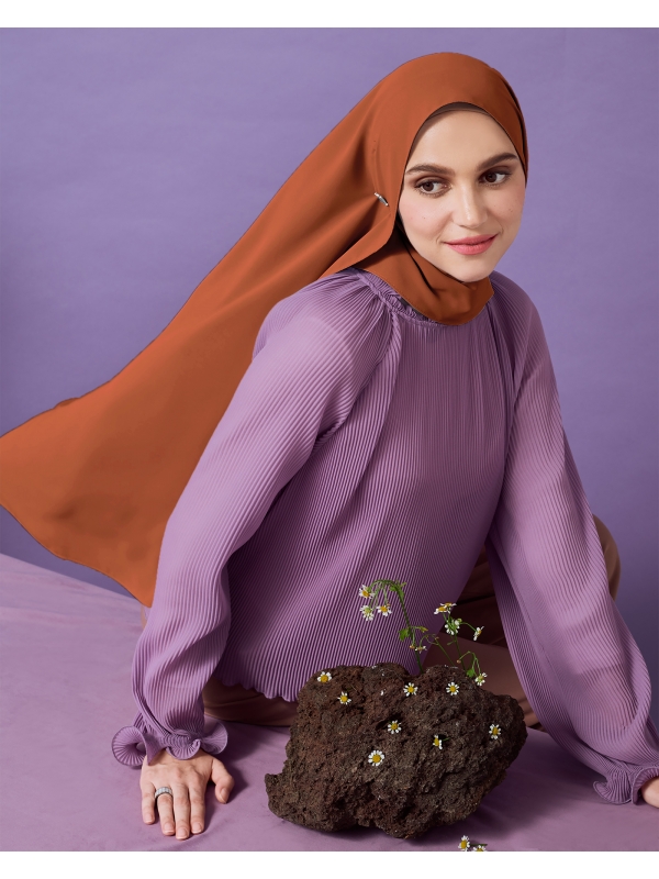 MAYA MATTE SATIN SHAWL - BURNT ORANGE