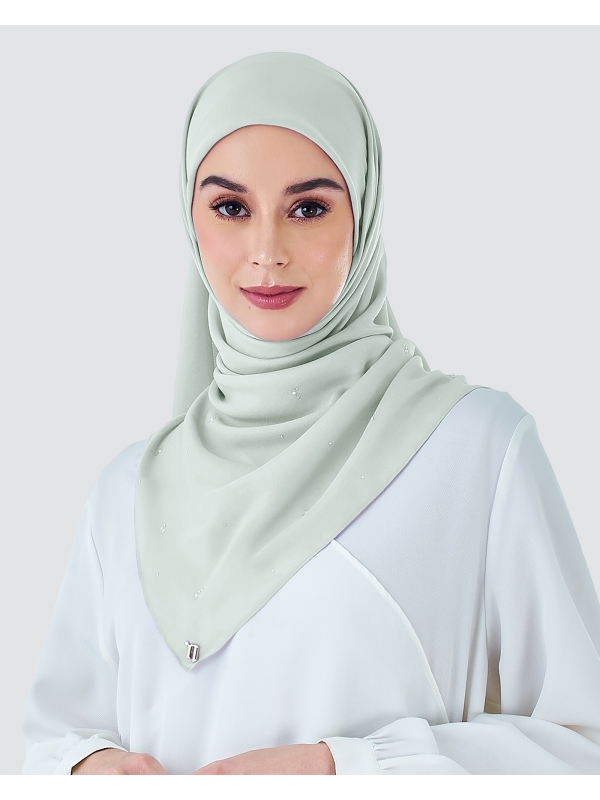 LADY ELSA CRYSTAL COTTON VOILE SQUARE - SILVER