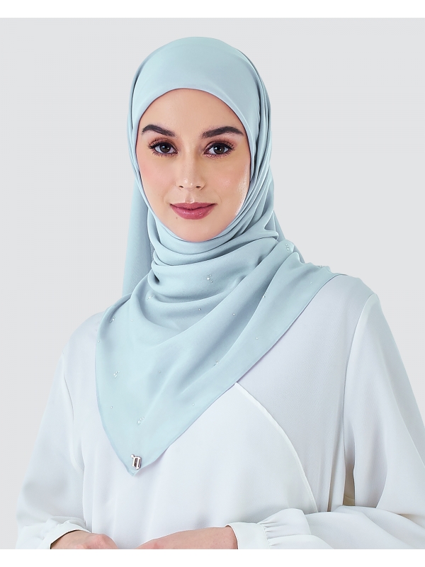 LADY ELSA CRYSTAL COTTON VOILE SQUARE - POWDER BLUE