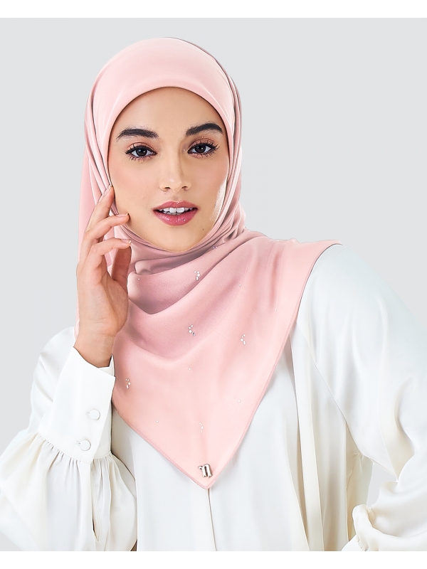 LADY ELSA CRYSTAL COTTON VOILE SQUARE - BLOSSOM PINK