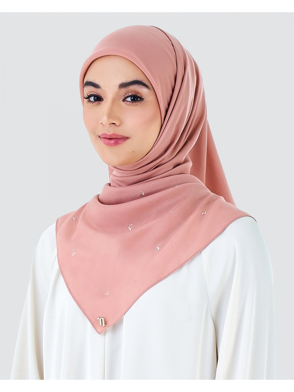 LADY ELSA CRYSTAL COTTON VOILE SQUARE - ROSE
