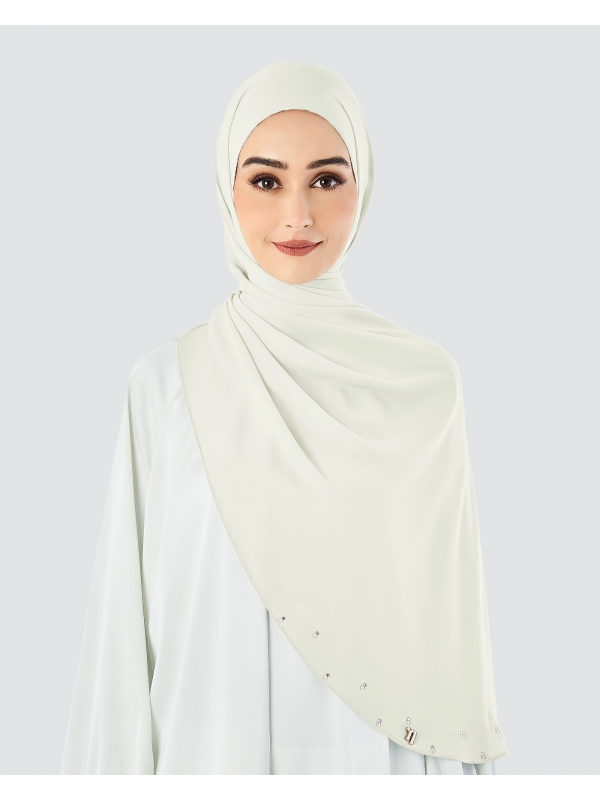 LADY WARDA CRYSTAL CHIFFON SHAWL - IVORY