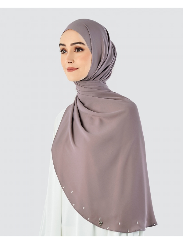 LADY WARDA CRYSTAL CHIFFON SHAWL - ROSE TAUPE