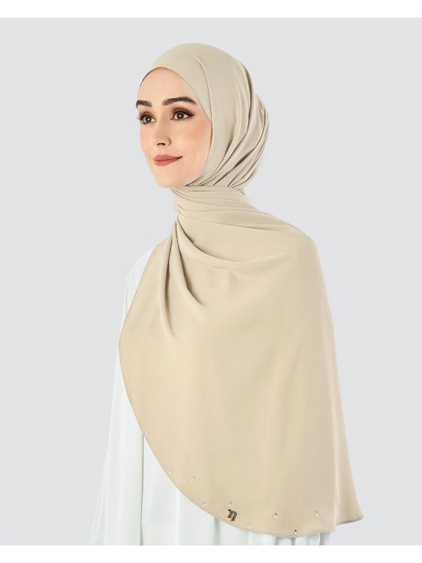 LADY WARDA CRYSTAL CHIFFON SHAWL - SAND