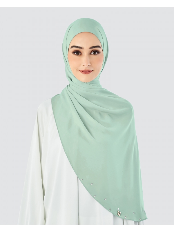 LADY WARDA CRYSTAL CHIFFON SHAWL - SAGE