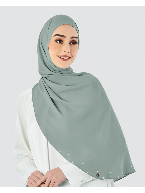 LADY WARDA CRYSTAL CHIFFON SHAWL - SMOKEY GREY