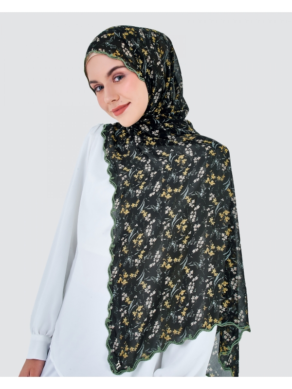 MELUR EMBROIDERED SHAWL - BLACK