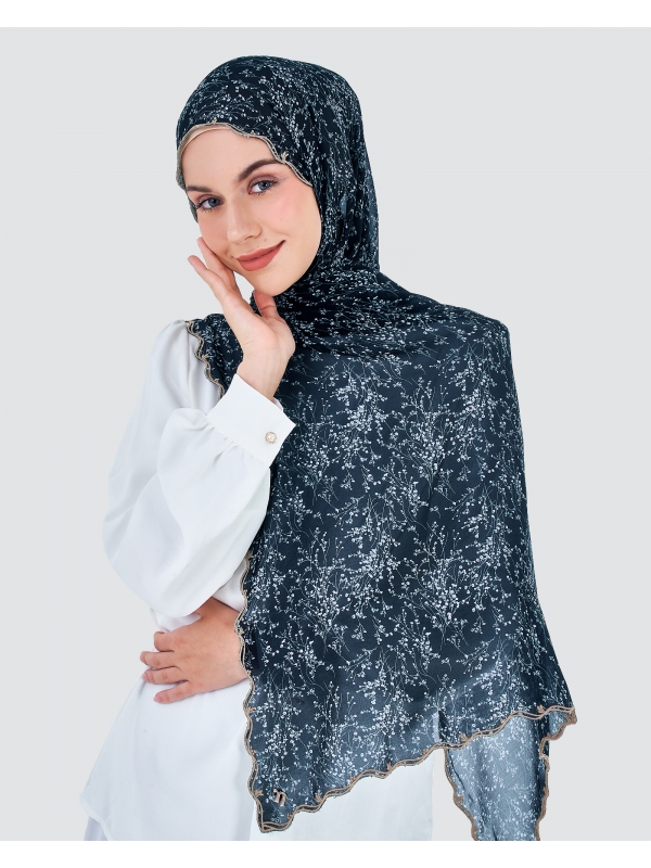 MELUR EMBROIDERED SHAWL - NAVY