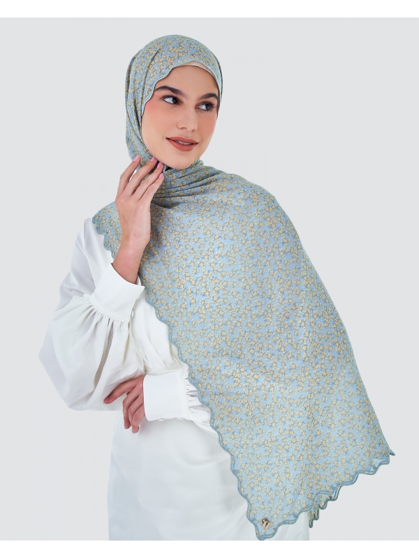 MELUR EMBROIDERED SHAWL - BABY BLUE