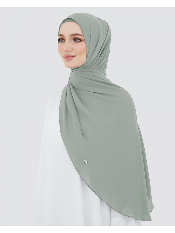LONG CHIFFON SHAWL - SILVER GREY