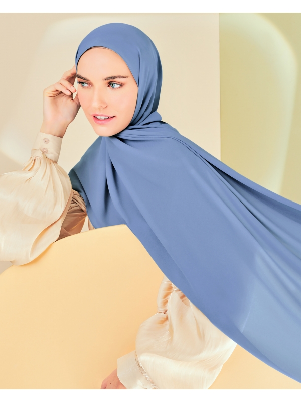 LONG CHIFFON SHAWL - LAVENDER BLUE