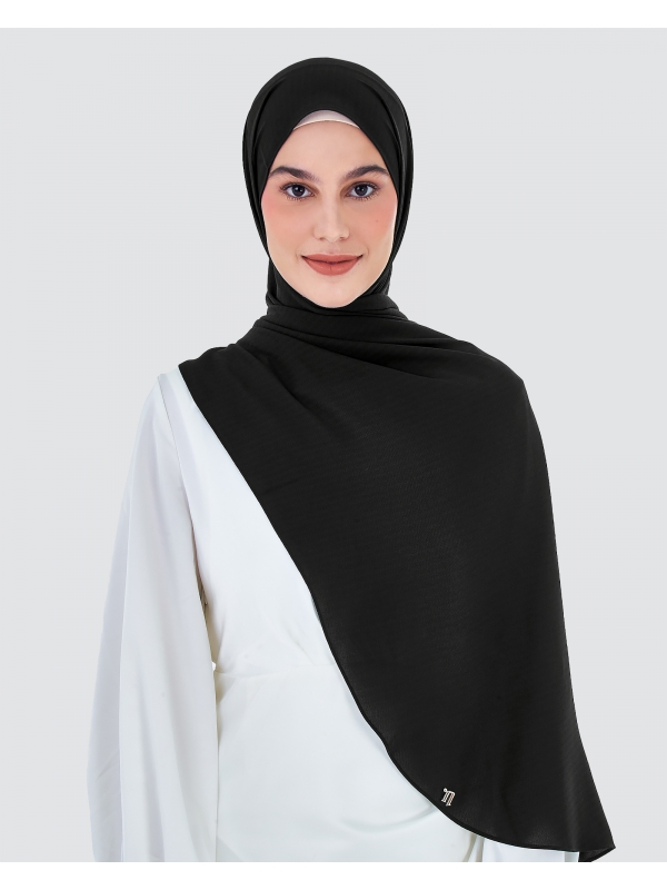 WEAVE CHIFFON SHAWL - BLACK