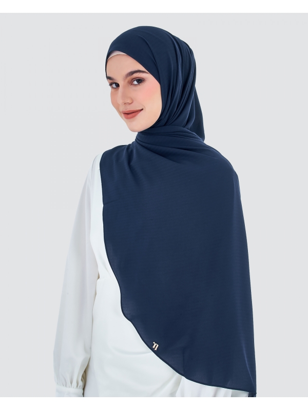 WEAVE CHIFFON SHAWL - NAVY BLUE