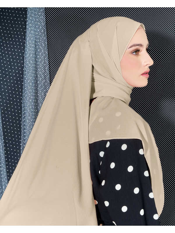 DOTTY TEXTURED CHIFFON SHAWL - TOFFEE