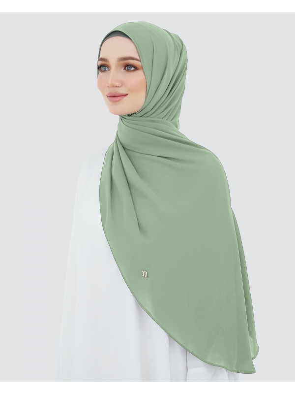LONG CHIFFON SHAWL - ASH GREEN