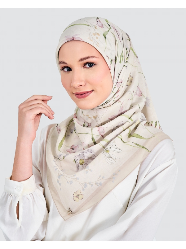 ELEANOR COTTON VOILE SQUARE - WHEAT