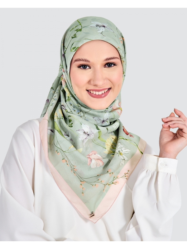 ELEANOR COTTON VOILE SQUARE - SAGE