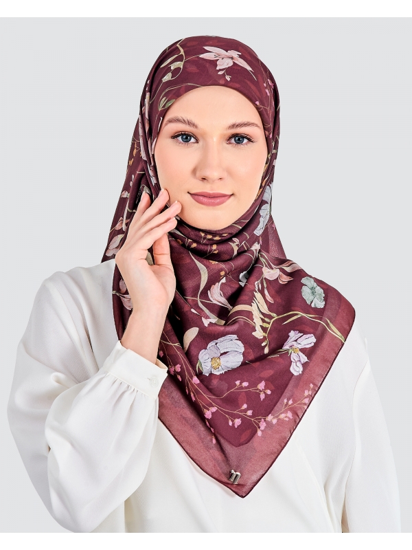ELEANOR COTTON VOILE SQUARE - RUBY