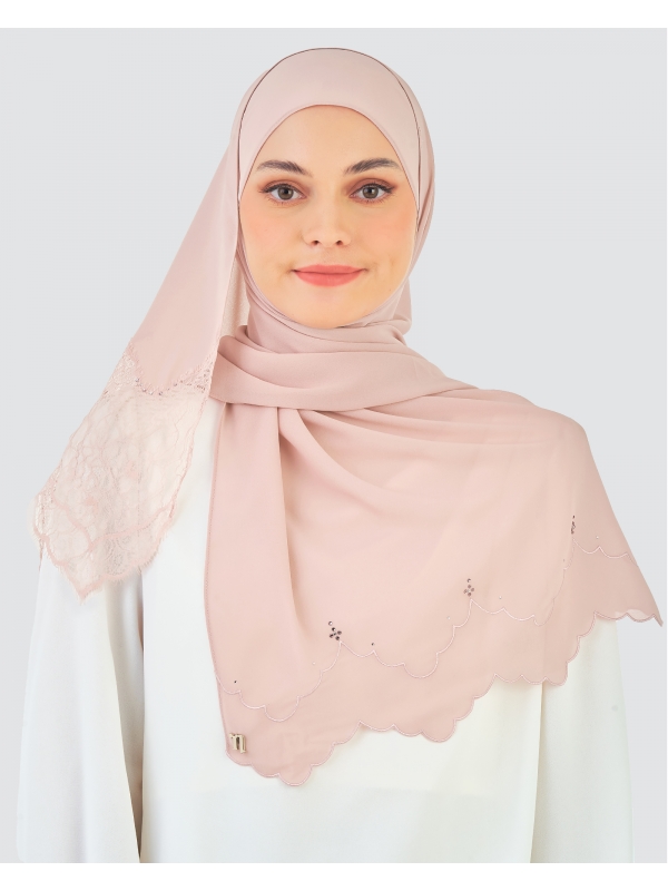 JELITA LACE CRYSTAL SHAWL - GUAVA