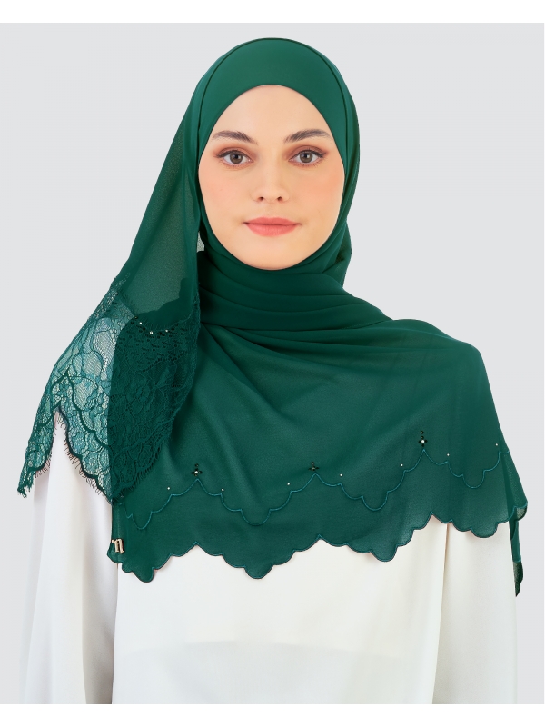 JELITA LACE CRYSTAL SHAWL - EMERALD