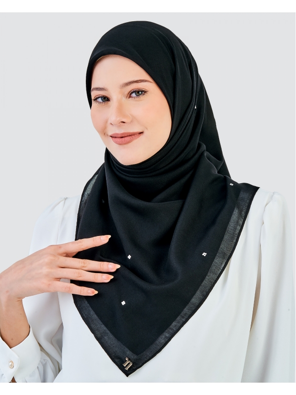 LADY DIANA COTTON VOILE SQUARE - BLACK