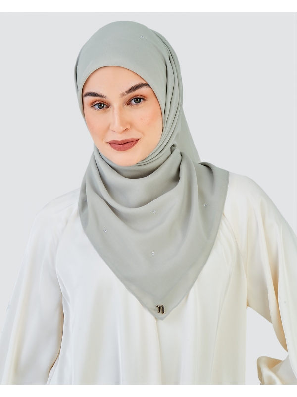 LADY DIANA COTTON VOILE SQUARE - WARM GREY