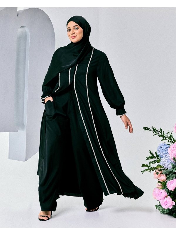 NAIRA EMBELLISHED ABAYA - BLACK
