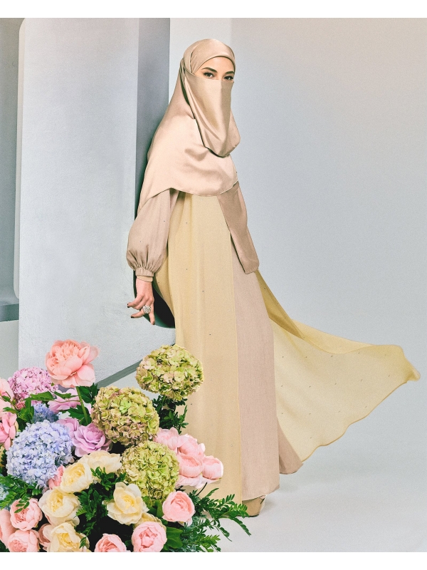 INARA EMBELLISHED ABAYA - DEEP SAND