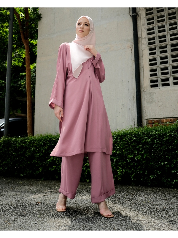 LONGLINE CO-ORD SET - MAUVE PINK