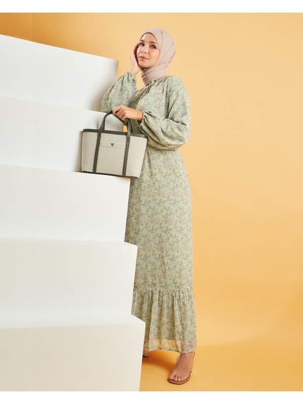 PAISLEY DRESS - DUSTY GREEN